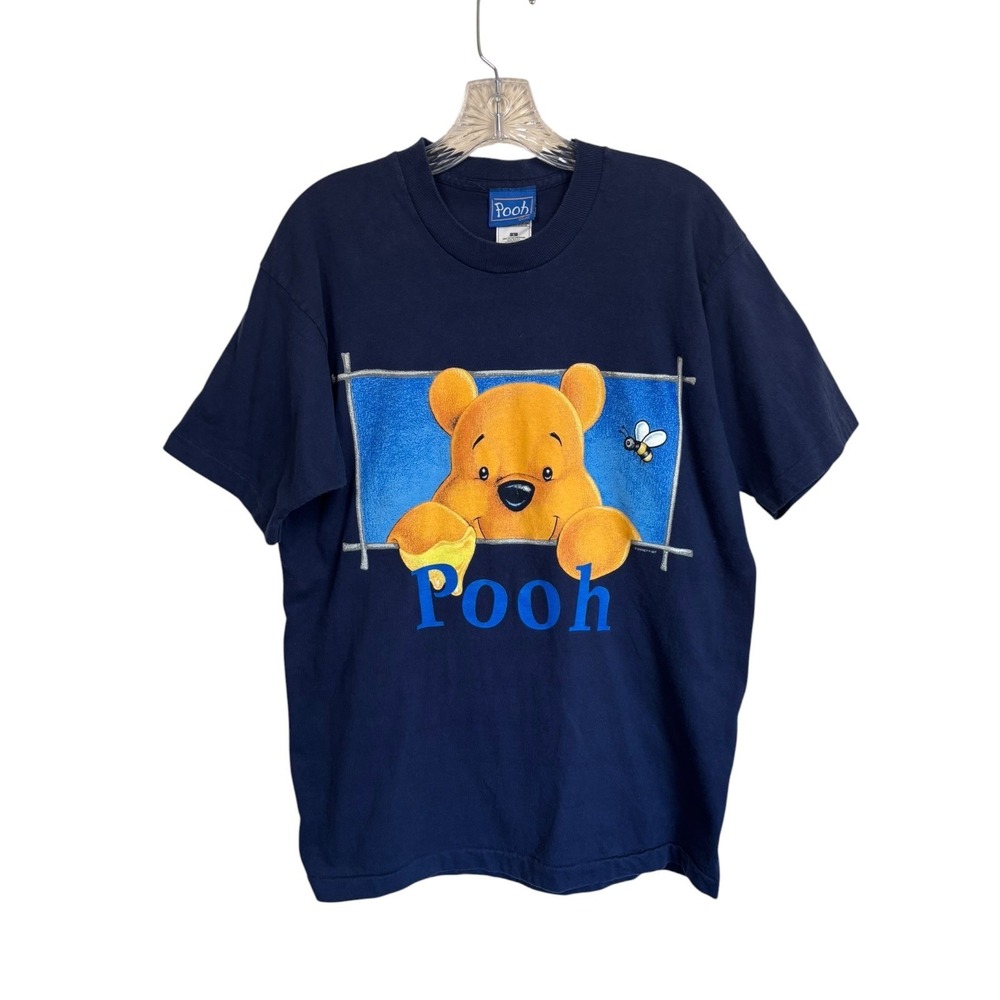 Disney Winnie the Pooh T-Shirt Mens L 90s Vintage Made in USA Blue Graphic Tee